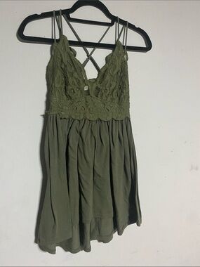 Zenana Outfitters Olive Lace Panel Maxi Dress